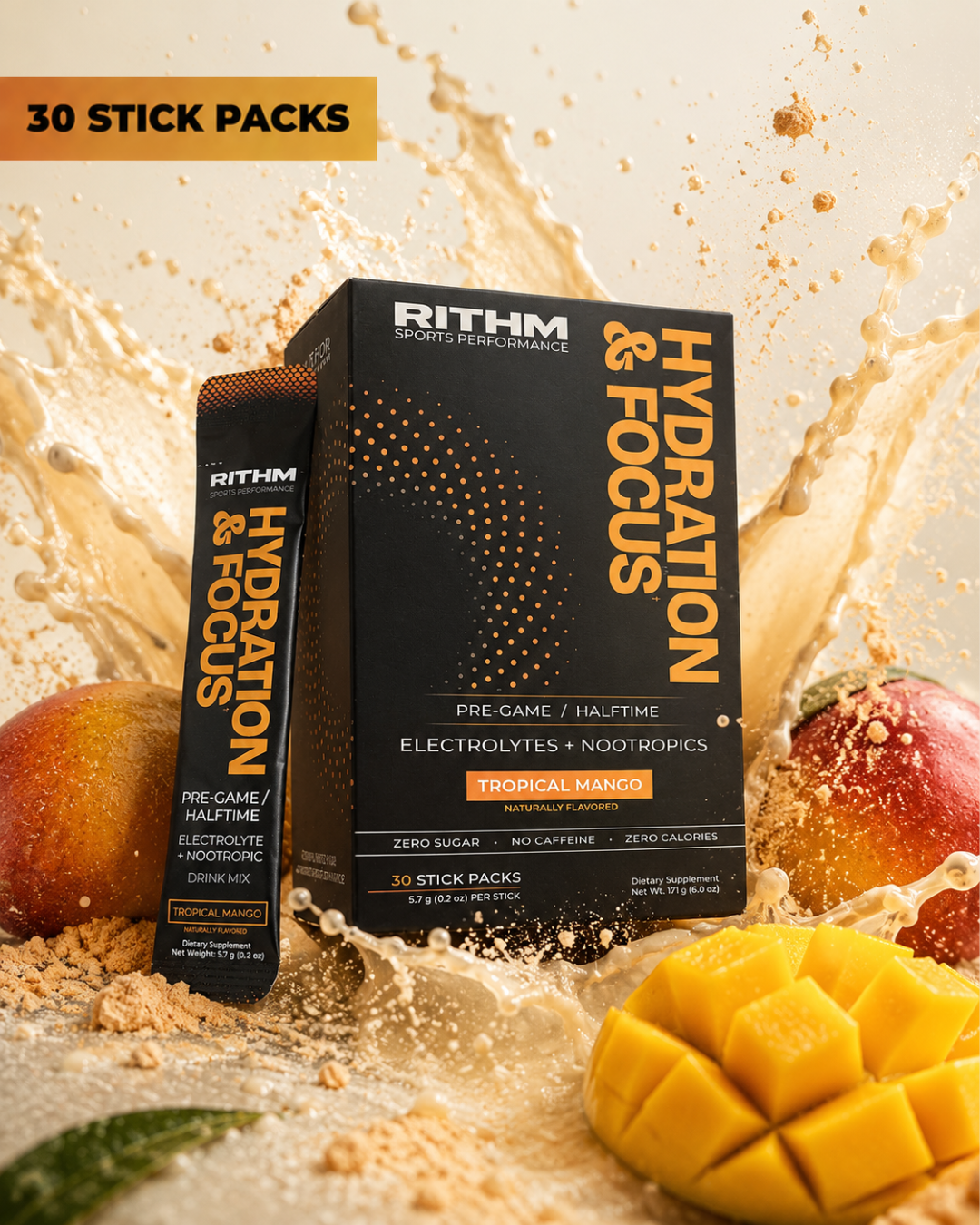 Hydration & Focus Electrolytes + Nootropics (30 Stick Packs)